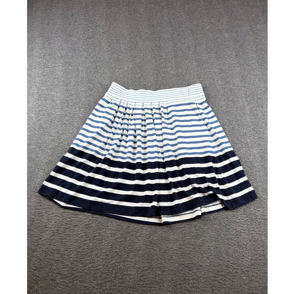 LOFT Mini Skirt Women's XS Blue Striped Elastic Waist Pockets Casual Nautical